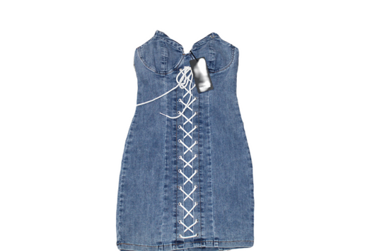 Women thin strap mini True Denim Dress