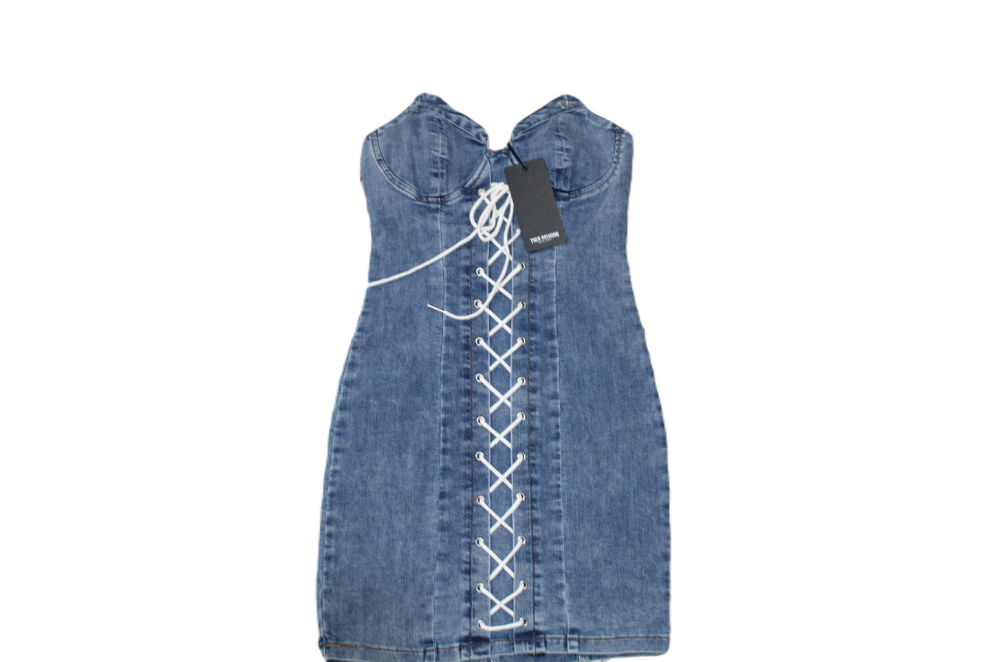 Women thin strap mini True Denim Dress